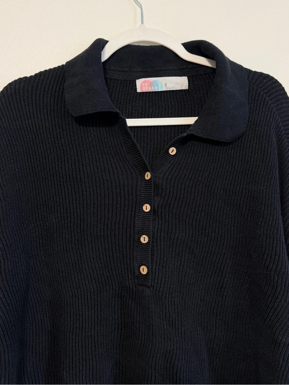 Free People Picnic Sweater Size Medium Black Beach Boho Knit